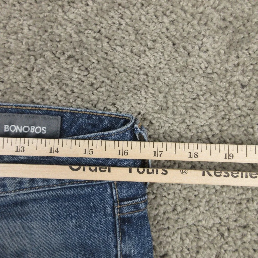 Bonobos Jeans Mens 31x30 Blue Slim Straight Faded Whisker Stretch Denim Pants